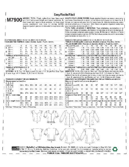 Patron McCall's 7900.A5 - Hauts