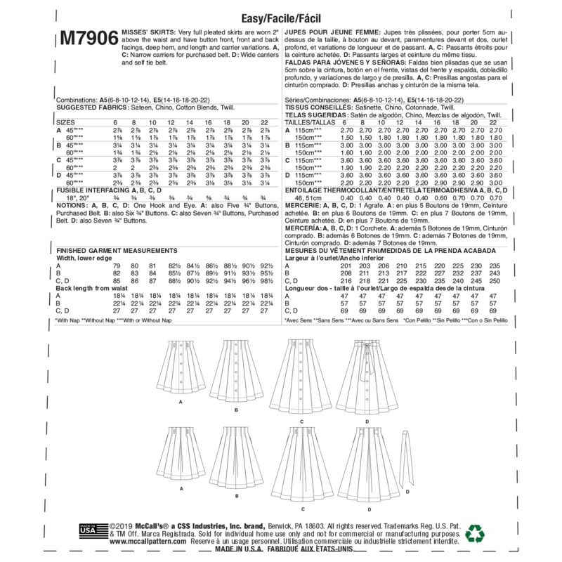 Patron McCall's 7906.A5 - Jupes