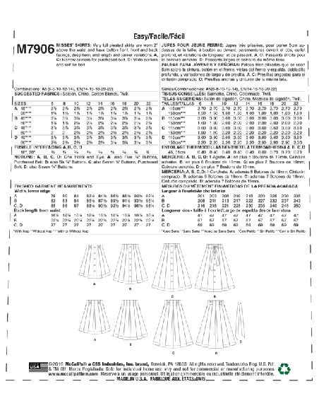 Patron McCall's 7906.A5 - Jupes