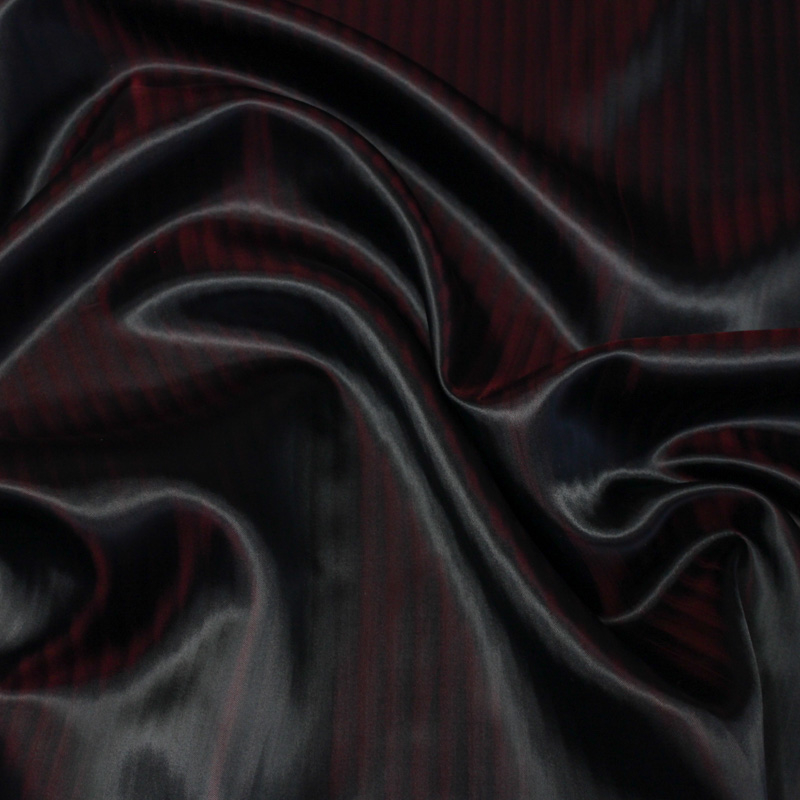 Doublure acétate & viscose changeant  - Effet rayure rouge