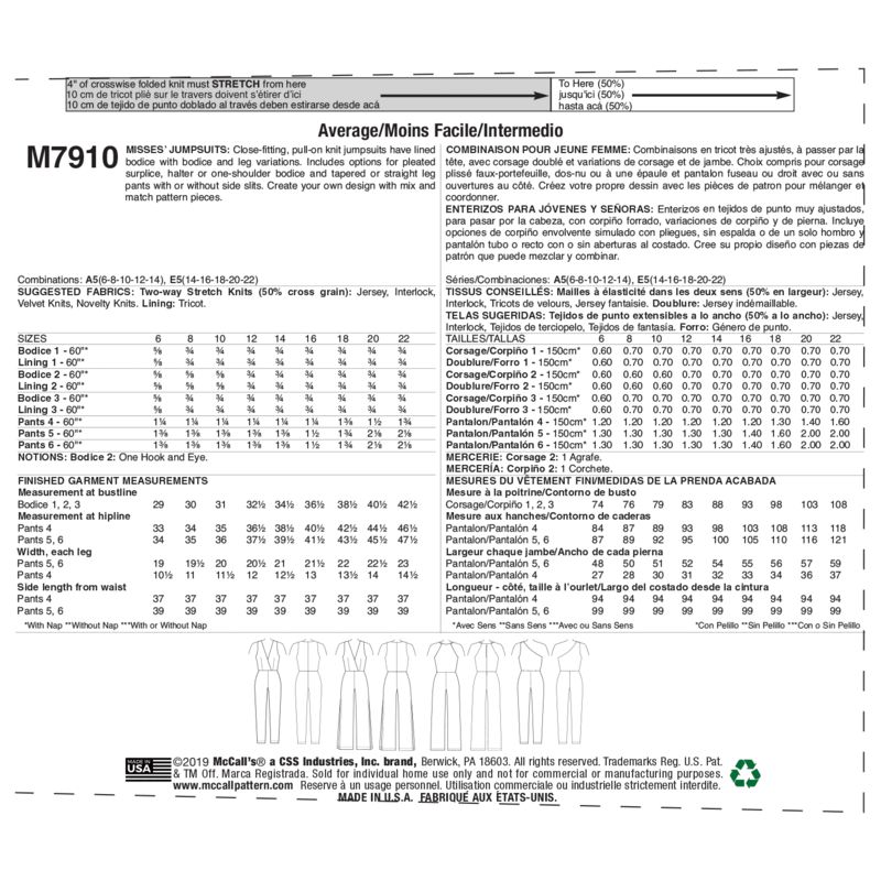 Patron McCall's 7910.A5 - Combinaison