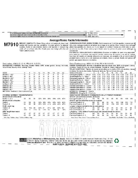 Patron McCall's 7910.A5 - Combinaison