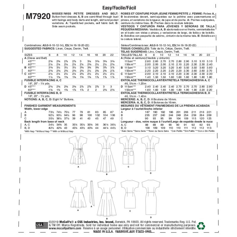 Patron McCall's 7920.A5 - Robes