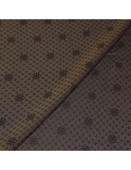 Doublure jacquard acétate & viscose - Rosace marron