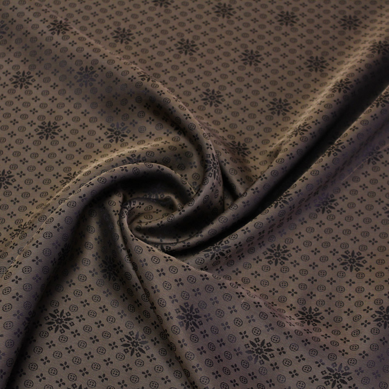 Doublure jacquard acétate & viscose - Rosace marron