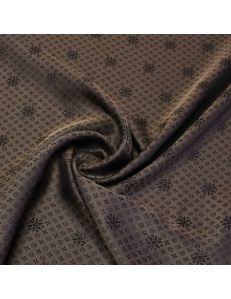 Doublure jacquard acétate & viscose - Rosace marron