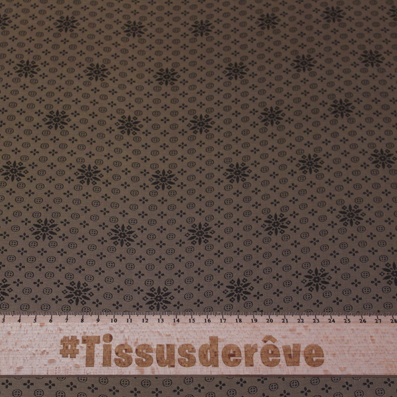 Doublure jacquard acétate & viscose - Rosace marron