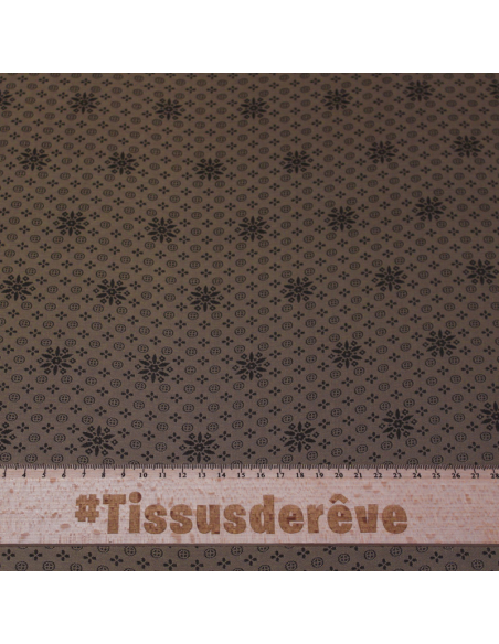 Doublure jacquard acétate & viscose - Rosace marron