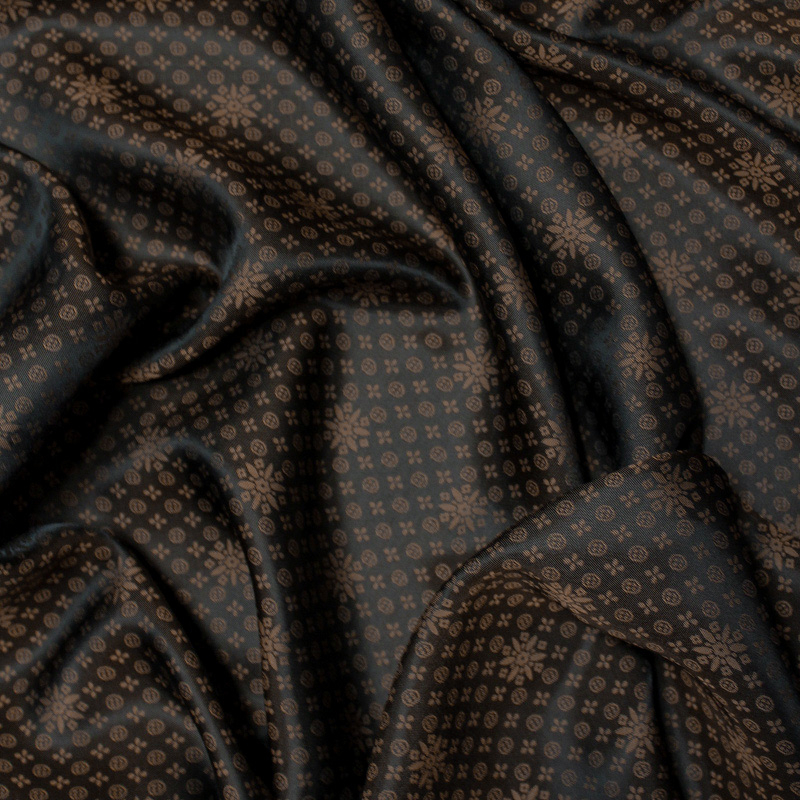 Doublure jacquard acétate & viscose - Rosace marron