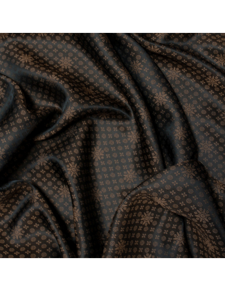 Doublure jacquard acétate & viscose - Rosace marron