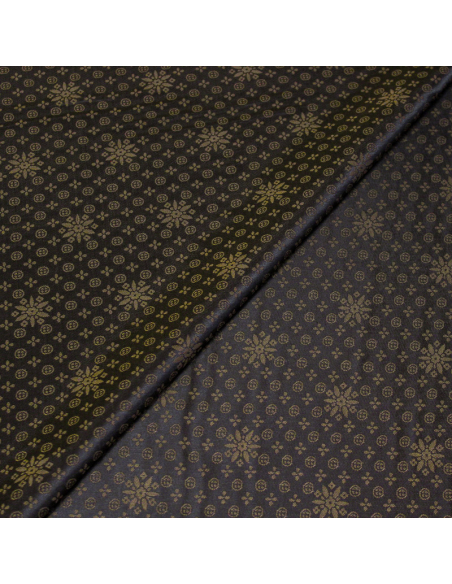 Doublure jacquard acétate & viscose  - Rosace marron kaki