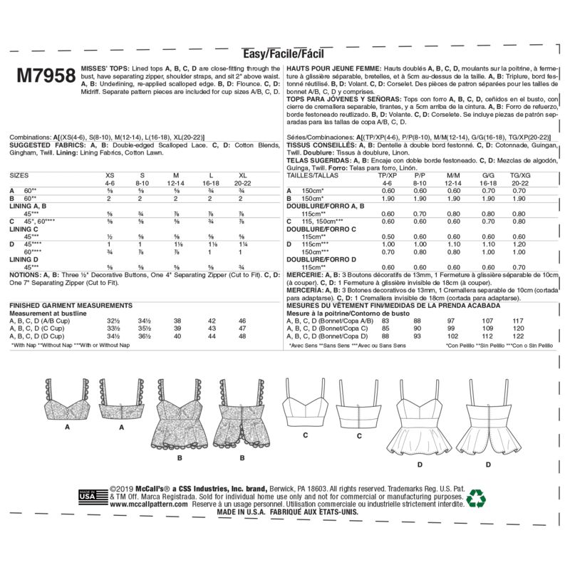 Patron McCall's 7958.A - Hauts