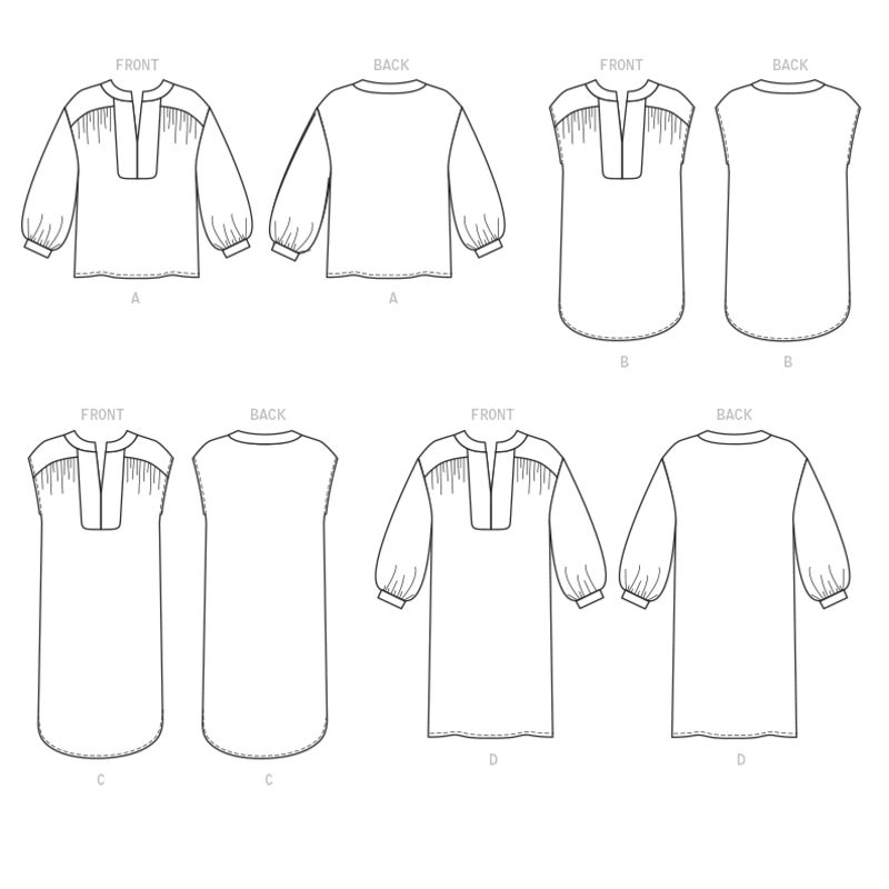 Patron McCall's 7959.A5 - Haut, tunique et robes