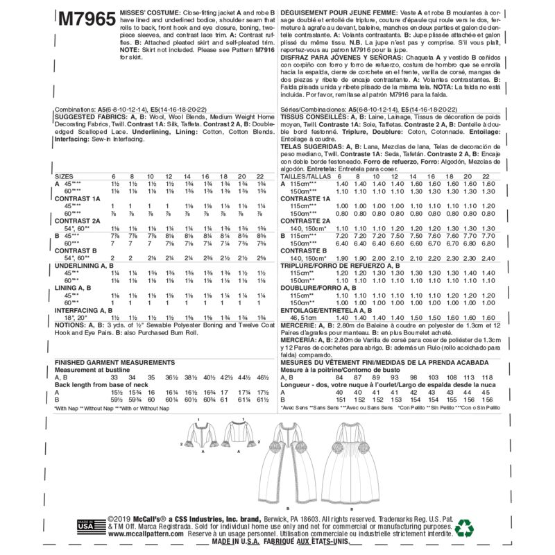 Patron McCall's 7965.A5 - Déguisement