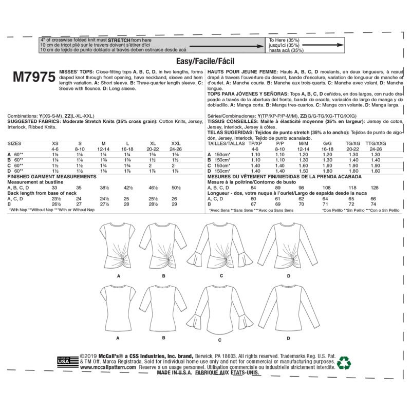 Patron McCall's 7975.Y - Hauts