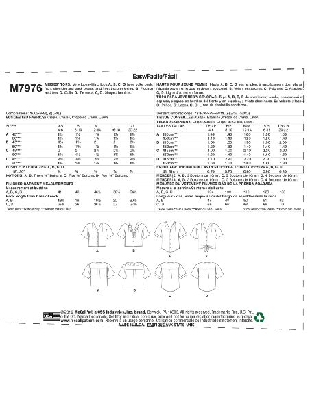 Patron McCall's 7976.Y - Hauts