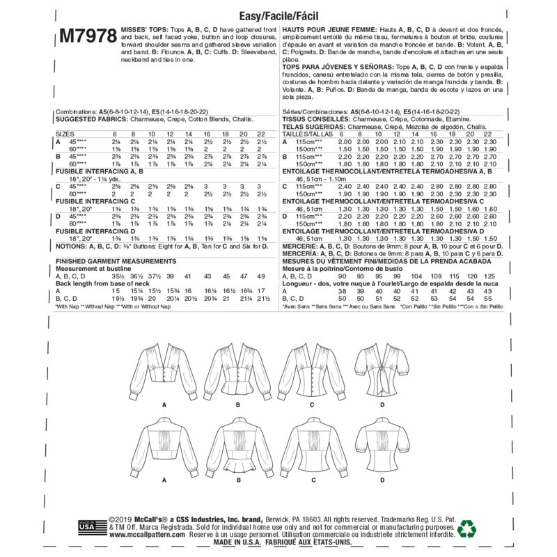 Patron McCall's 7978.A5 - Hauts