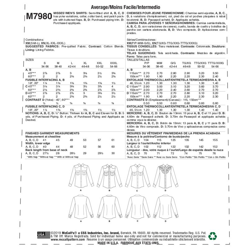 Patron McCall's 7980.XM - Chemises