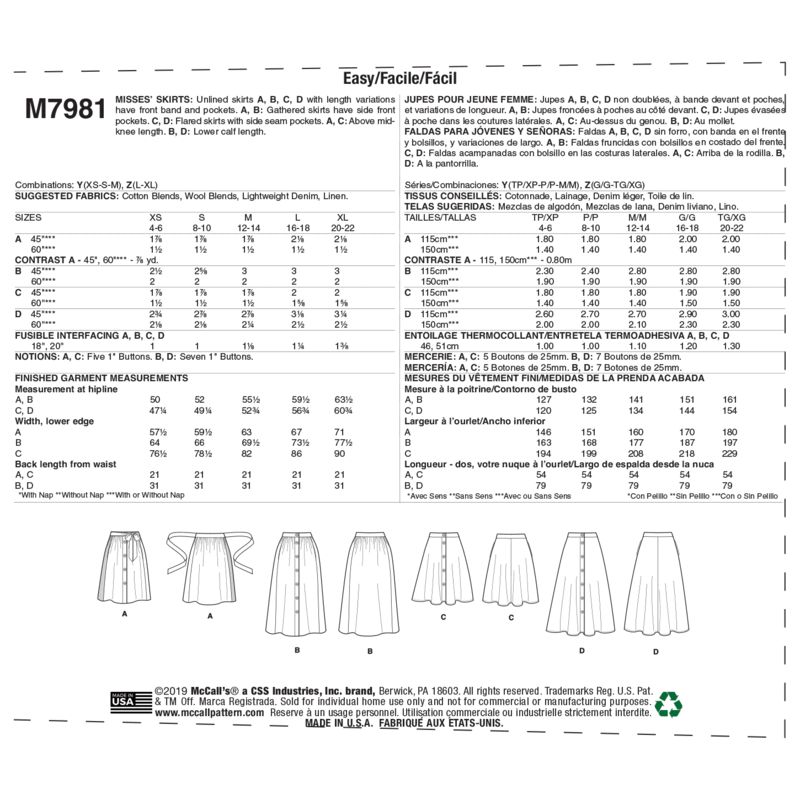 Patron McCall's 7981.Y - Jupes