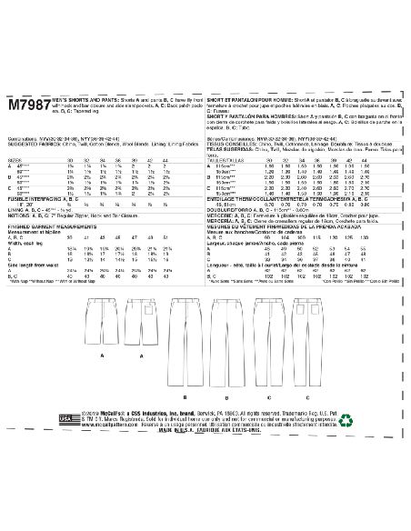 Patron McCall's 7987.NVV - Short et pantalon
