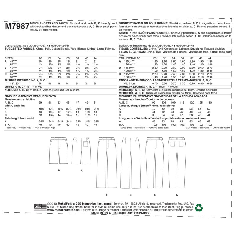 Patron McCall's 7987.NVV - Short et pantalon