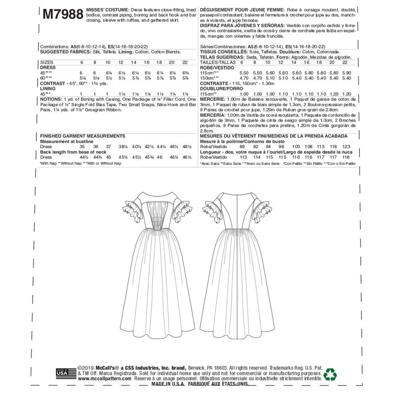Patron McCall's 7988.A5 - Déguisement