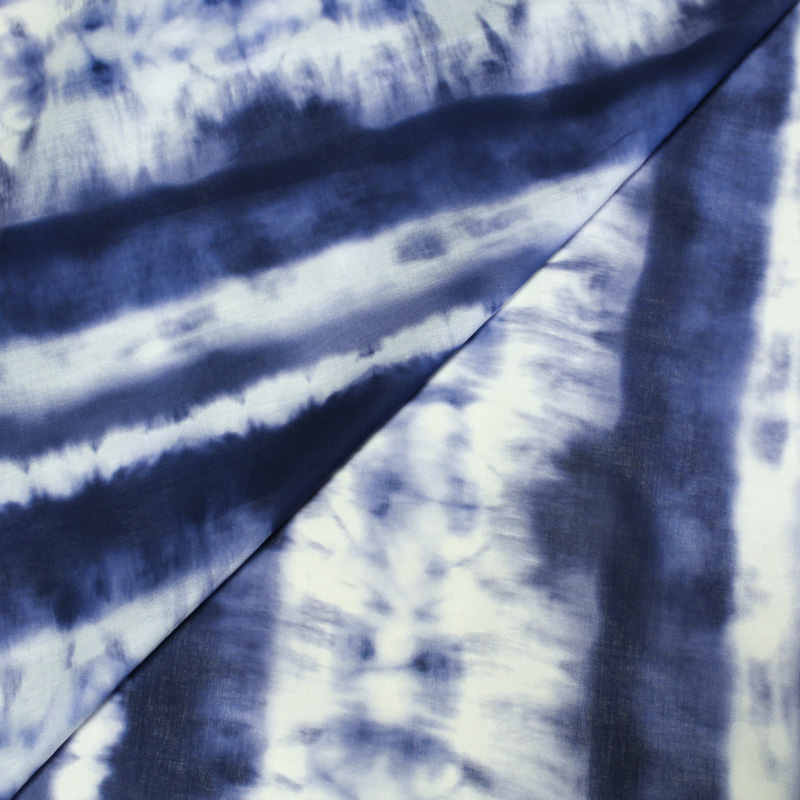 Voile 100% coton - Tie and dye marine