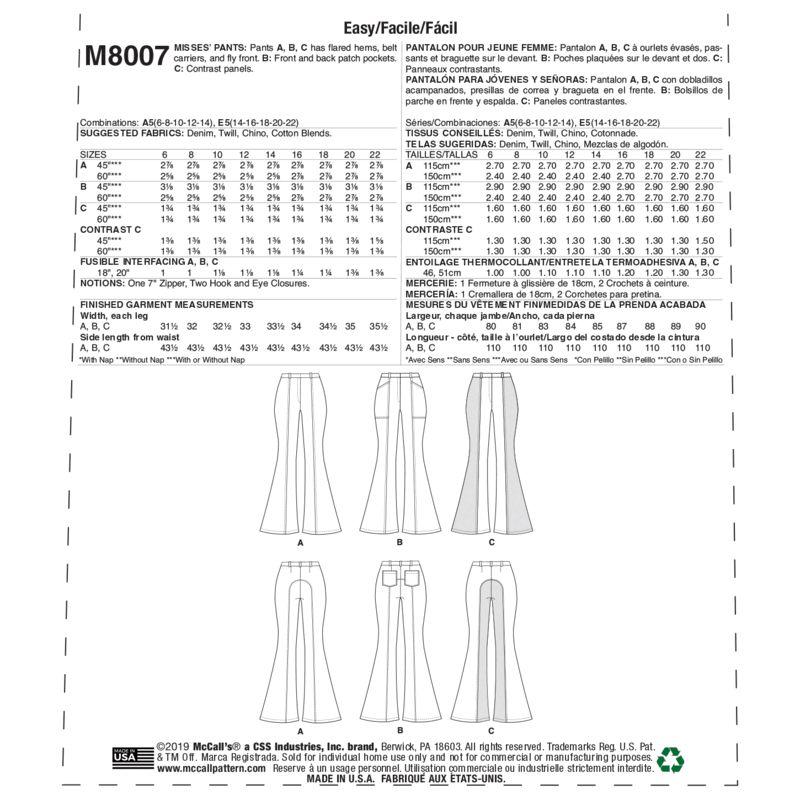 Patron McCall's 8007.A5 - Pantalon
