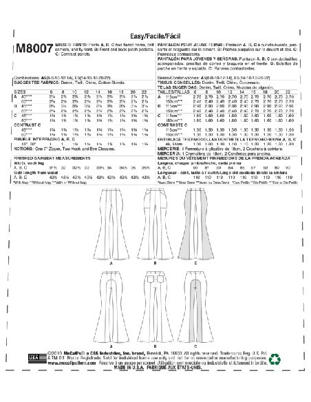 Patron McCall's 8007.A5 - Pantalon