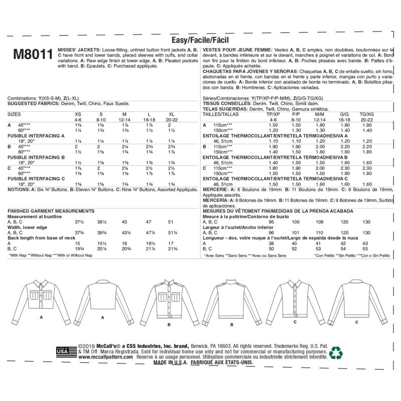 Patron McCall's 8011.Y - Vestes