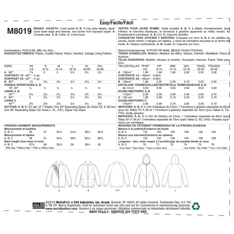 Patron McCall's 8019.Y - Vestes