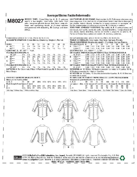 Patron McCall's 8027.A5 - Hauts