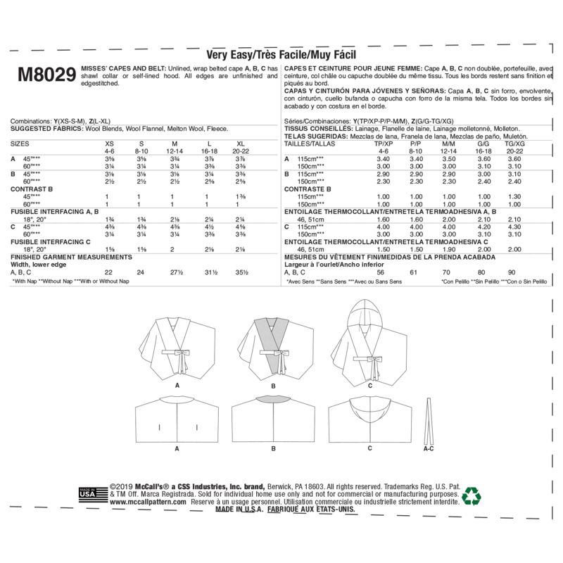 Patron McCall's 8029.Y - Capes