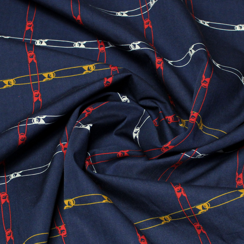 Popeline 100% coton - Epingle marine