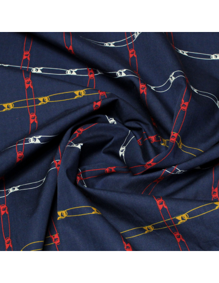 Popeline 100% coton - Epingle marine