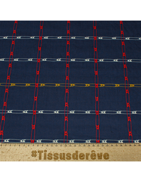 Popeline 100% coton - Epingle marine