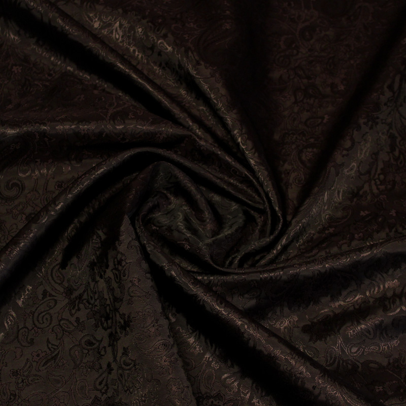 Doublure jacquard - Cachemire fleuri marron