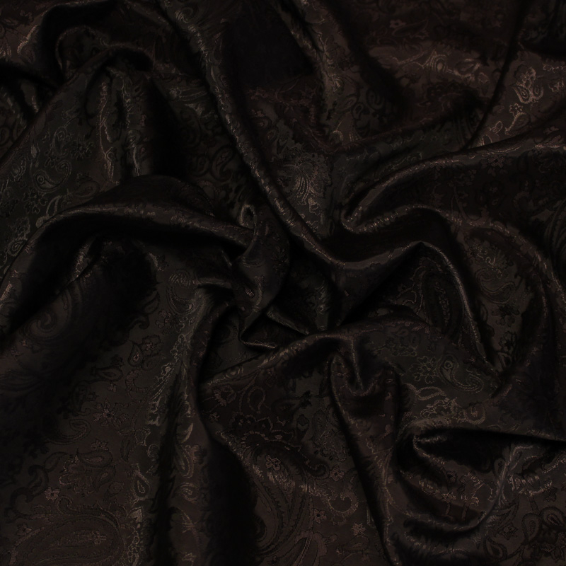 Doublure jacquard - Cachemire fleuri marron