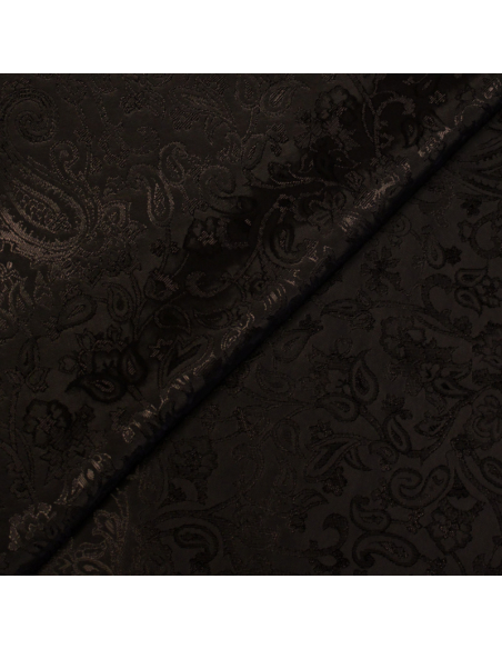 Doublure jacquard - Cachemire fleuri marron