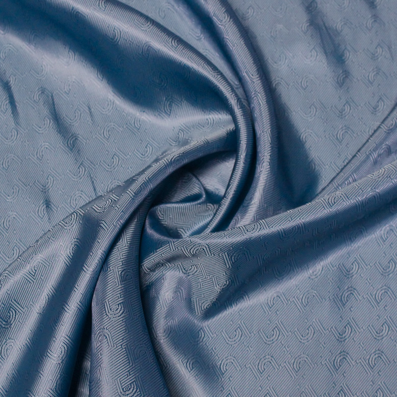Doublure jacquard acétate & viscose - Géométrie bleu