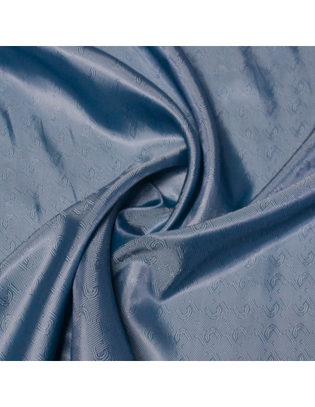 Doublure jacquard acétate & viscose - Géométrie bleu
