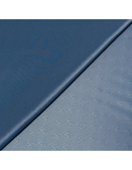 Doublure jacquard acétate & viscose - Géométrie bleu