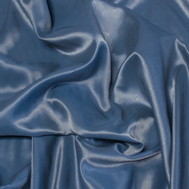 Doublure jacquard acétate & viscose - Géométrie bleu