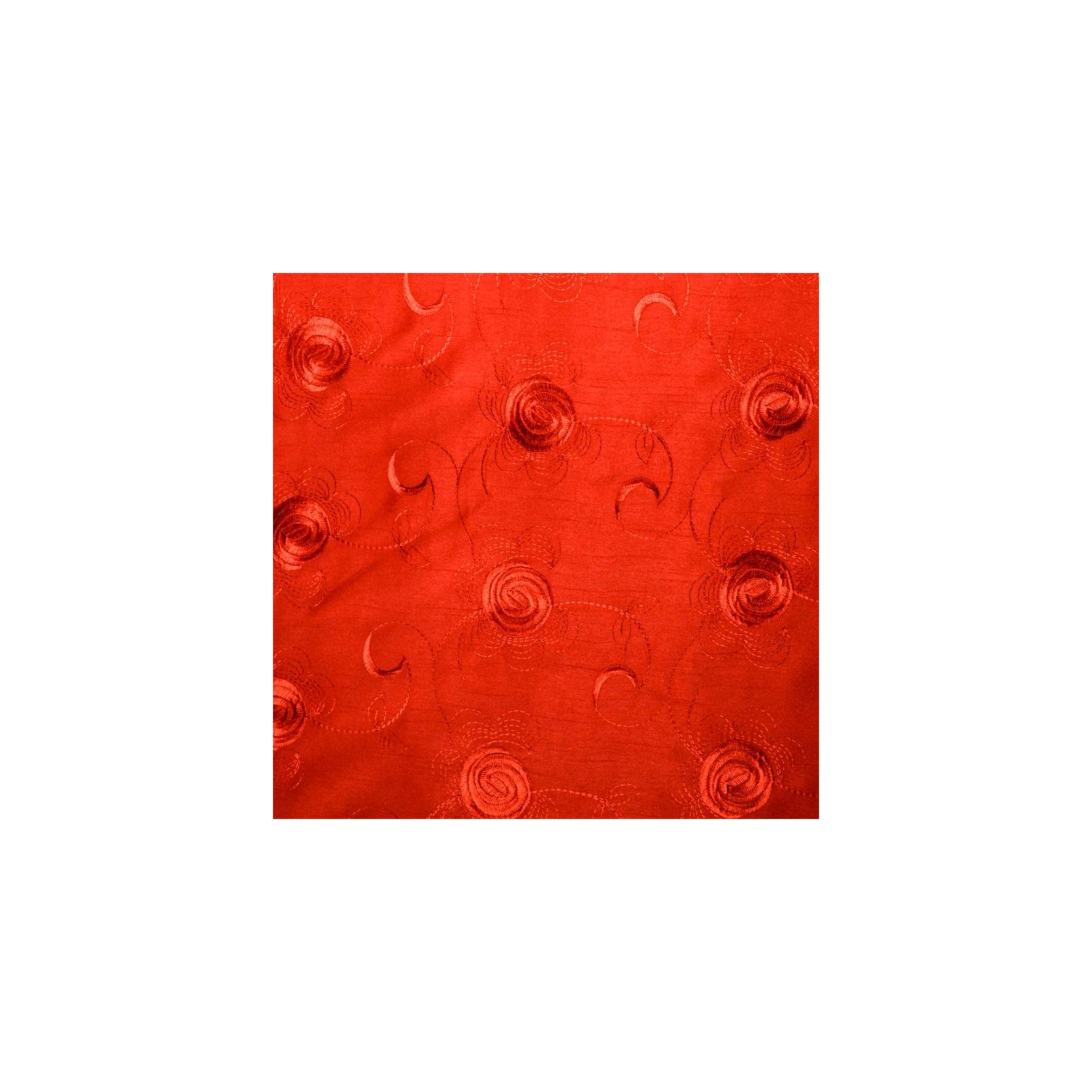 Doupion satin brodé polyester fleurs rouge