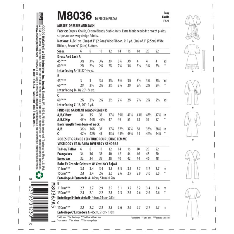 Patron McCall's 8036.A5 - Robes