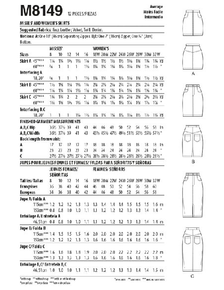 Patron McCall's 8149.B5 - Jupes
