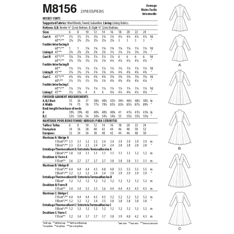 Patron McCall's 8156.A5 - Manteaux