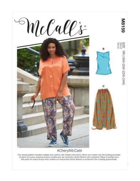 Patron McCall's 8159.KK - Chemise, haut, jupe et pantalon