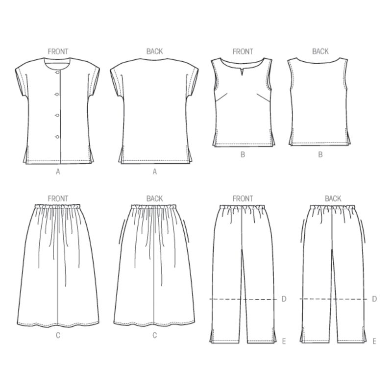Patron McCall's 8159.KK - Chemise, haut, jupe et pantalon