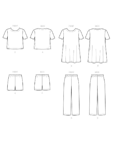 Patron McCall's 8160.A - Haut, robe, short et pantalon